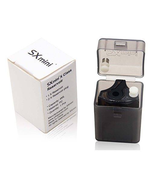 Black SX mini vape device with open cap on a white background