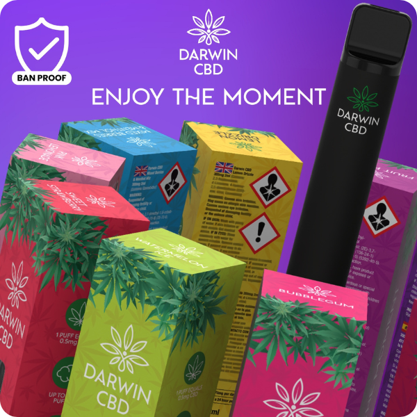 Darwin 300mg prefilled CBD vape kit flavour range