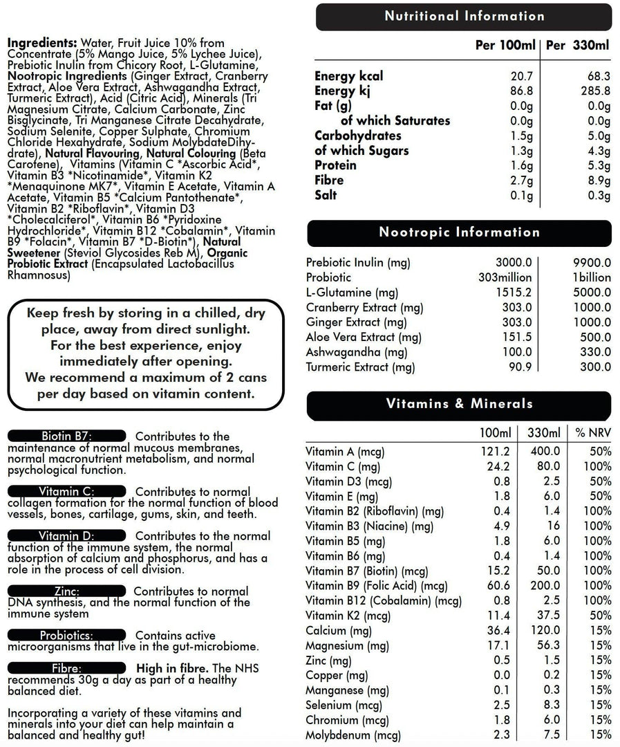 Gut Health Nootropic Soda (Mango & Lychee) VitClear