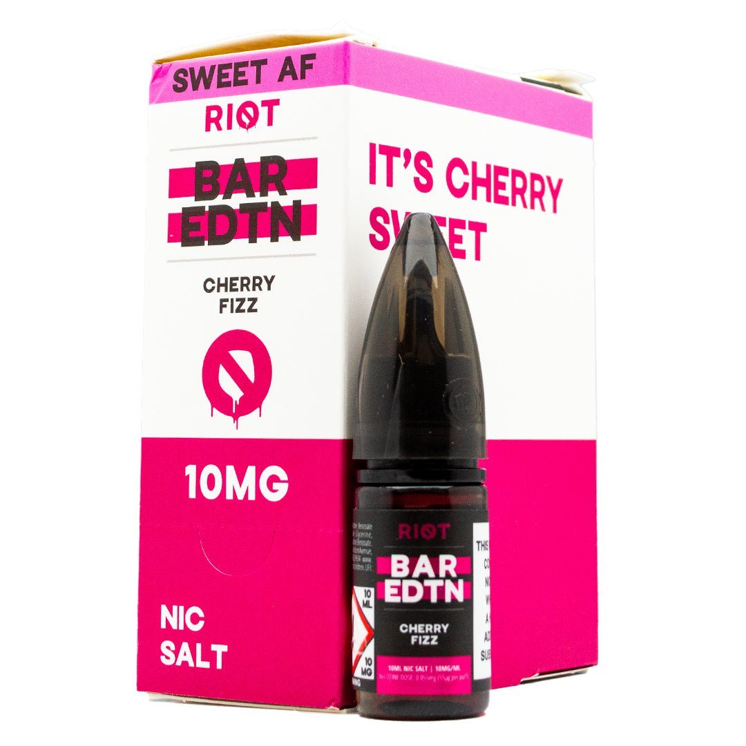 Riot Bar EDTN Cherry Fizz 10mg nicotine salt e-liquid, 10ml